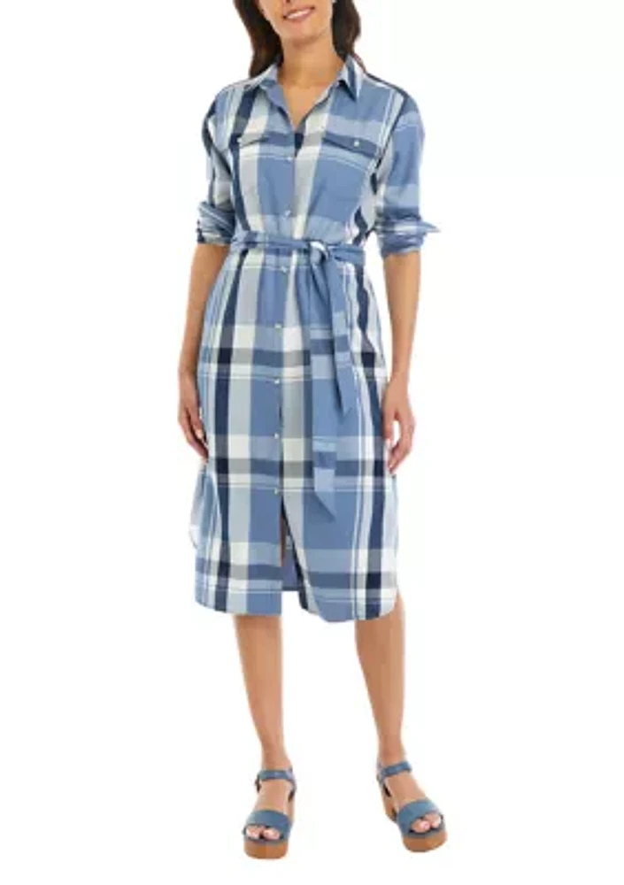 Women's Long Sleeve Plaid Shirtdress