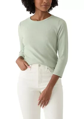 Women's Long Sleeve Solid Ribbed T-Shirt