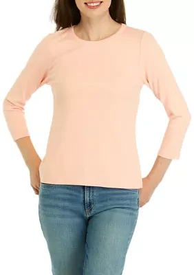 Women's Long Sleeve Solid Ribbed T-Shirt