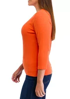 Women's Long Sleeve Solid Ribbed T-Shirt