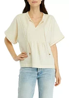 Women's Relaxed Gauze Peasant Top