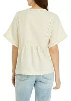 Women's Relaxed Gauze Peasant Top