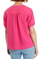 Women's Smocked Shoulder Top