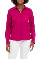 Women's Solid Classic Button Down Shirt