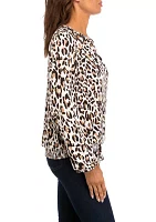 Women's Long Sleeve Banded Bottom Printed Top