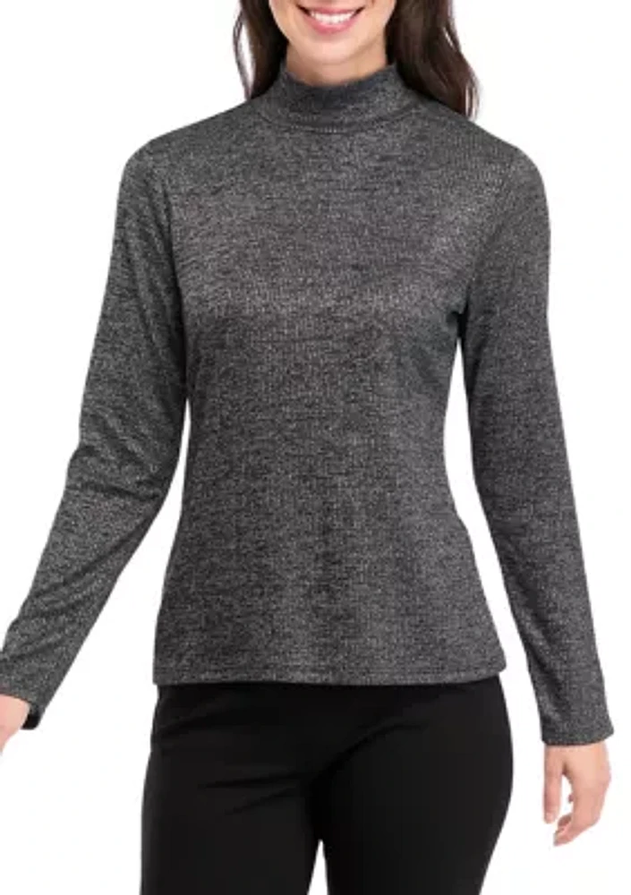 Women's Long Sleeve Ribbed Mock Neck  Sweater