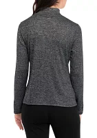 Women's Long Sleeve Ribbed Mock Neck  Sweater