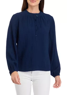 Women's Textured Popover Top