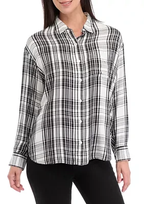 Women's Casual Plaid Button Up Shirt