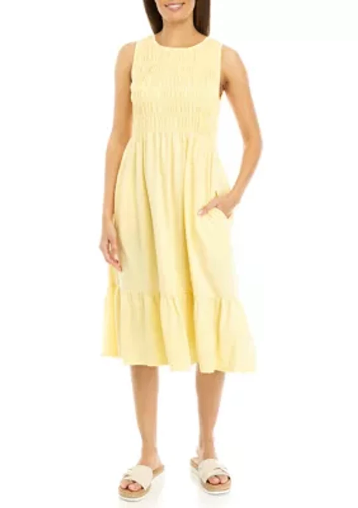 Women's Smocked Bodice Midi Dress