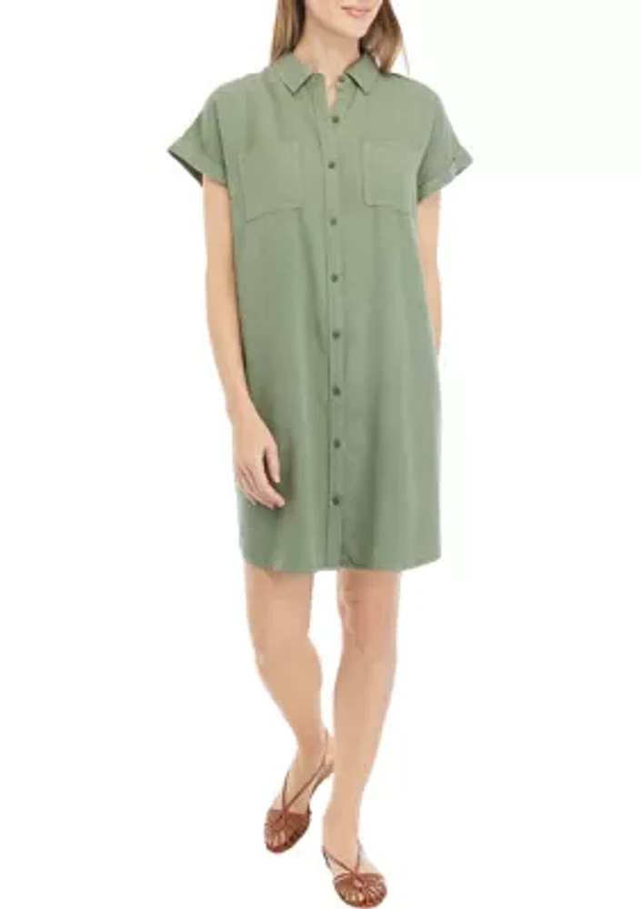 Women's Short Cap Sleeve Shirtdress