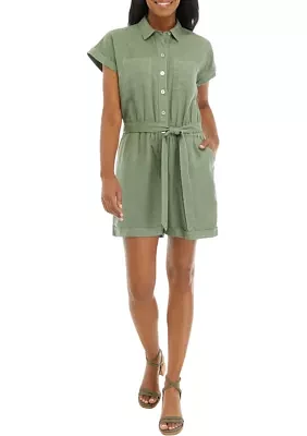 Women's Solid Tie Waist Romper