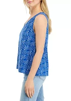 Women's Smocked Shoulder Printed Top