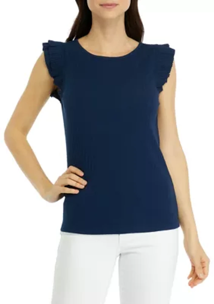 Women's Flutter Sleeve Ribbed Tank Top