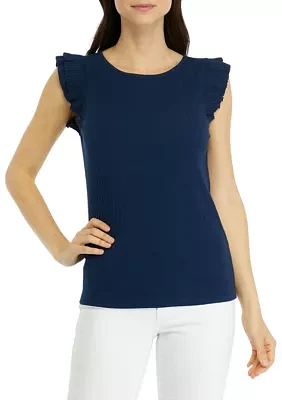 Women's Flutter Sleeve Ribbed Tank Top