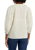 Women's Embroidered Button Down Blouse