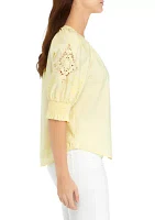 Women's Crochet Embroidered Peasant Top