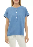 Women's Roll Sleeve Popover Top