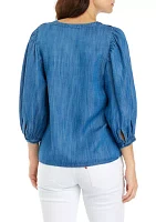 Women's Embroidered Button Down Top