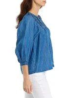 Women's Embroidered Button Down Top