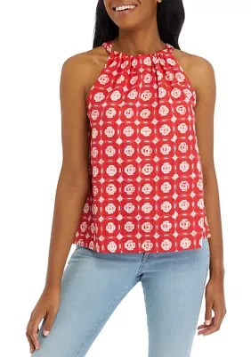 Women's Sleeveless Halter Neck Printed Top