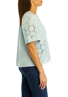 Women's Short Sleeve Patchwork Button Down Top