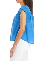 Women's Cap Sleeve Pintuck Yoke Top