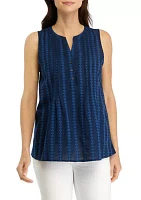 Women's Sleeveless Split Neck Top