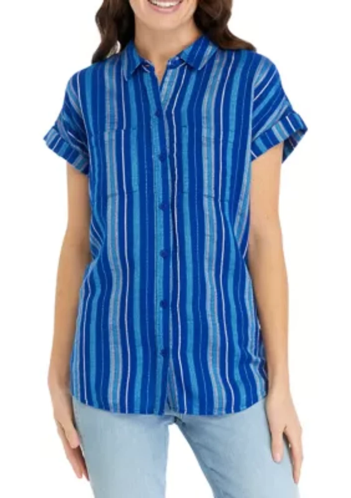 Women's Short Sleeve Yarn Dyed Camp Shirt