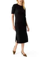 Women's Short Sleeve Tie Waist Midi Dress