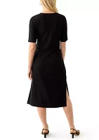 Women's Short Sleeve Tie Waist Midi Dress