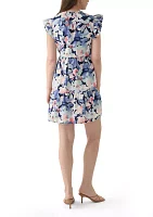 Women's Split Neck Tiered Printed Midi Dress