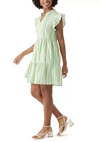 Women's Split Neck Tiered Mini Dress