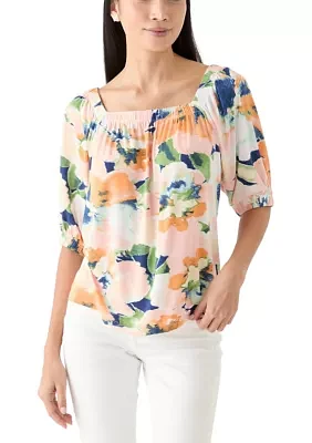 Women's Printed Square Neck Top