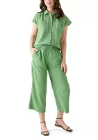 Women's High Rise Tie Waist Ankle Pants