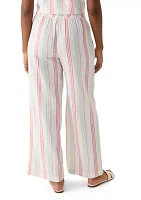 Women's Mid Rise Pull On Wide Leg Striped Pants