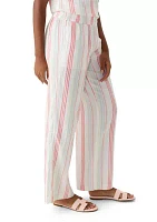 Women's Mid Rise Pull On Wide Leg Striped Pants