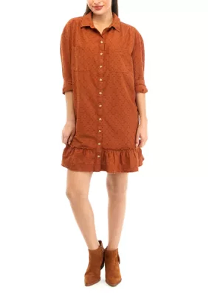 Petite Ruffle Hem Shirtdress