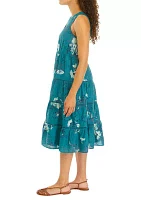 Petite Sleeveless Floral Tiered Dress