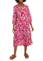 Petite Pintuck Floral Dress