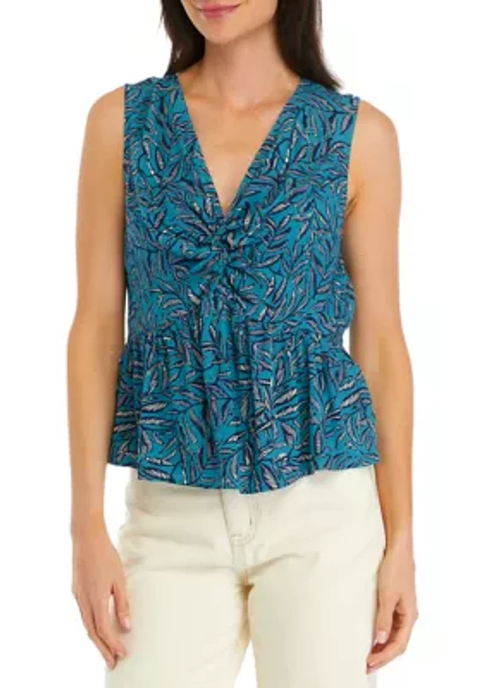 Petite Printed Twist Front Tank Top