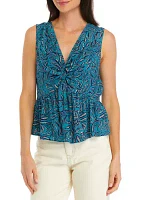 Petite Printed Twist Front Tank Top