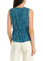 Petite Printed Twist Front Tank Top