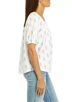 Petite Short Puff Sleeve Button Down Shirt