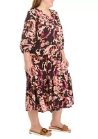 Plus Pintuck Printed Maxi Dress