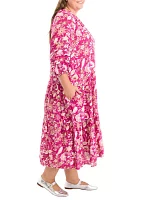 Plus Pintuck Printed Maxi Dress