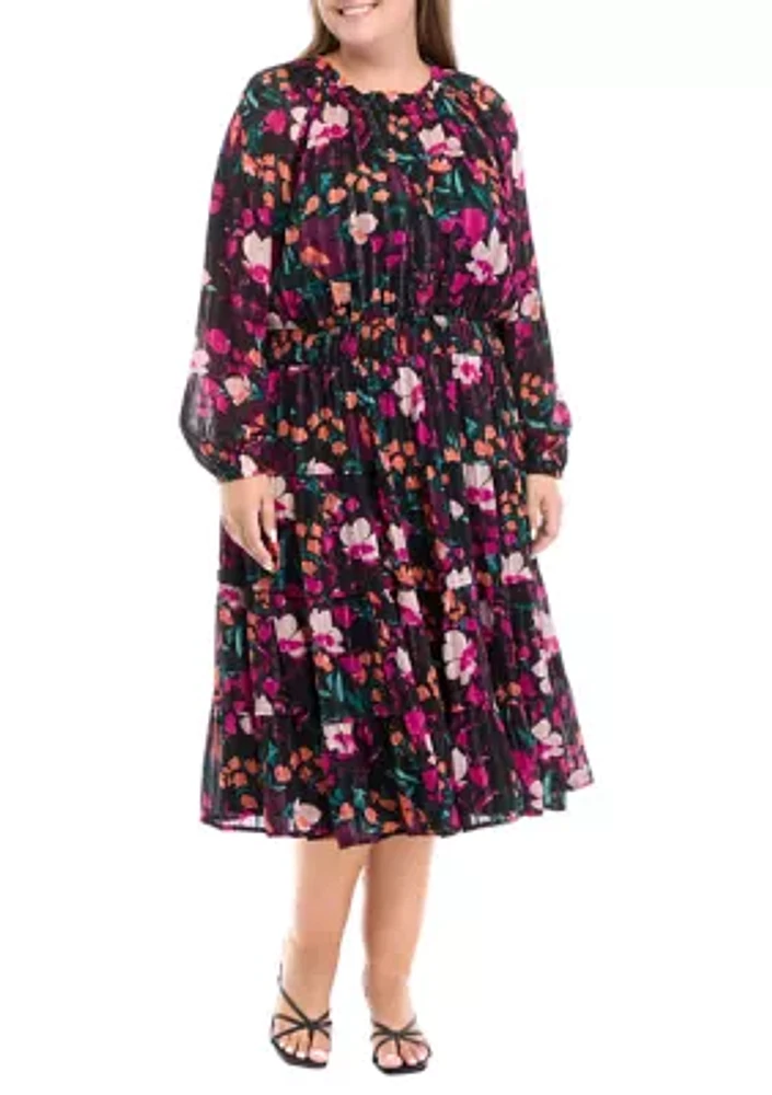 Plus Smock Waist Midi Dress