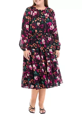 Plus Smock Waist Midi Dress