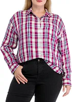 Plus Plaid Print Casual Shirt