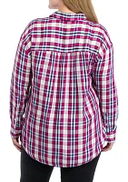 Plus Plaid Print Casual Shirt